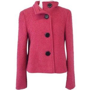 Marella Max Mara Short Wool Magenta Pink Fuchsia Pea Wool Short Coat Jacket